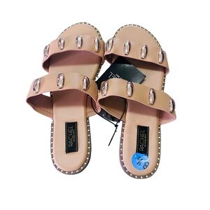RACHEL Rachel Roy Studded Double Strap Slide Sandals – Nude/Blush – Size 8.5